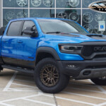 Blue Dodge Ram 1500 TRX on 20x9 Fuel Off-Road D681 Rebel 5 Wheels in Bronze & 35x12.50R20 Falken Wildpeak A/T4W Tires